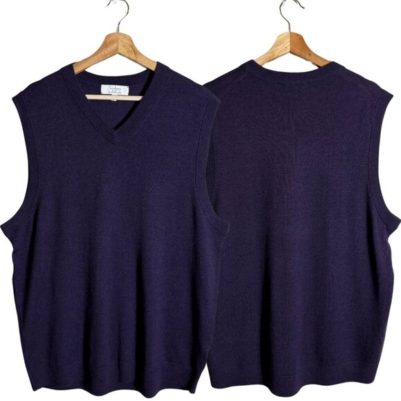 Turnbury Other - Turnbury 100% Merino Wool Sweater Vest Pullover Men's Large Purple Dad Golf NWOT